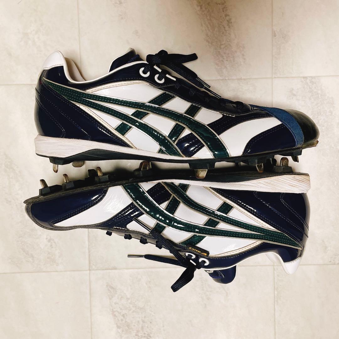 アシックス 硬式野球 右投手用スパイク ホワイト/ネイビー/グリーン 28cm