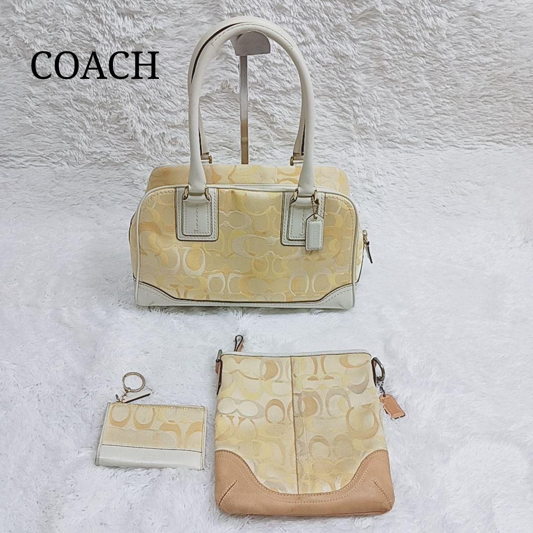 COACH ハンドバッグ ポーチ ケース3点セット シグネチャー イエロー
