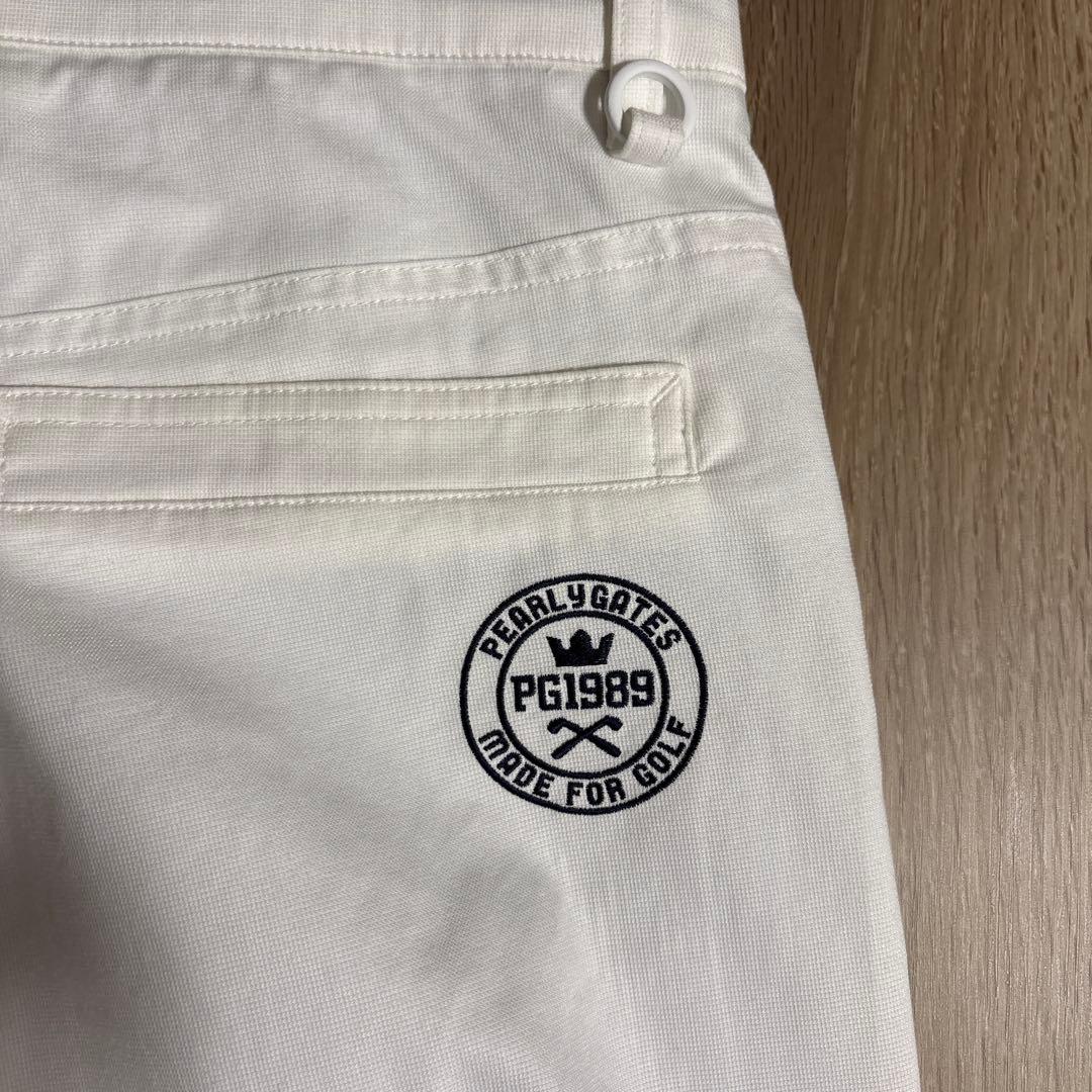 【美品】パーリーゲイツ ロゴ入りホワイトゴルフパンツ