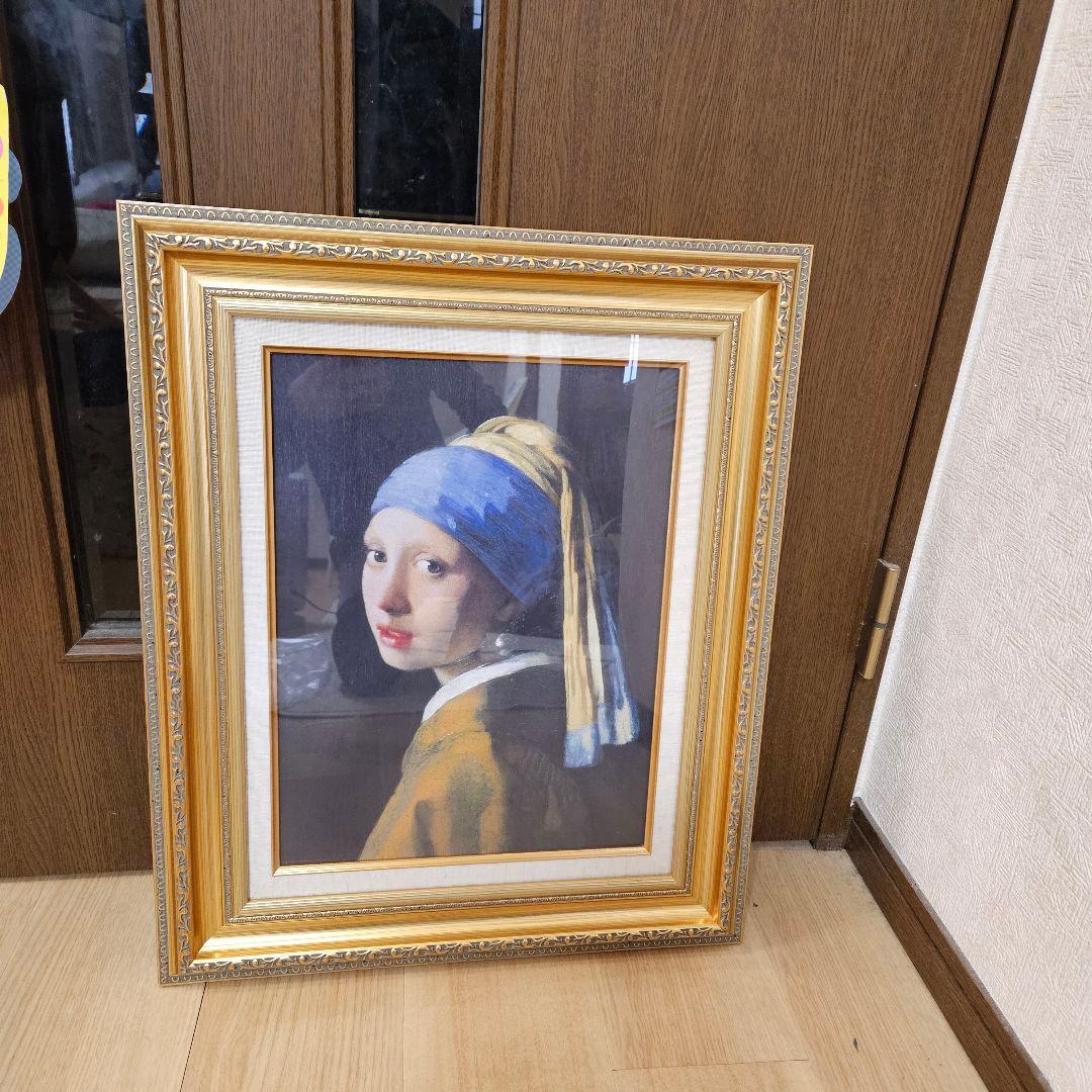 真珠の耳飾りの少女 バロック絵画 フェルメール複製画 外枠58x47.5cm