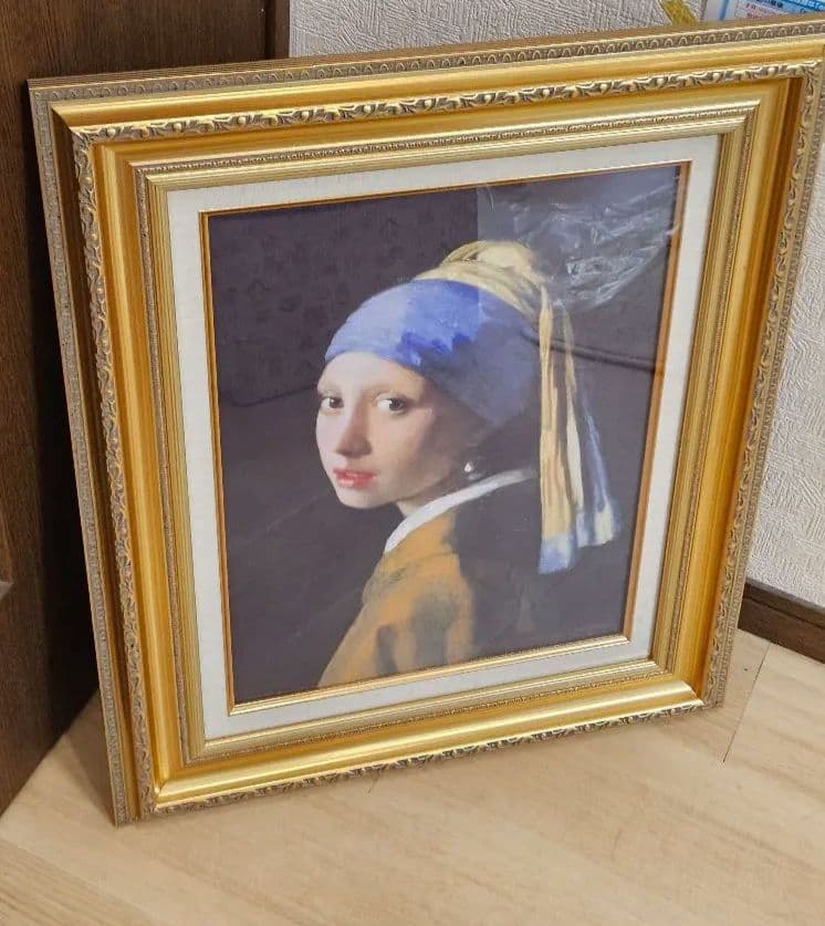 真珠の耳飾りの少女 バロック絵画 フェルメール複製画 外枠58x47.5cm