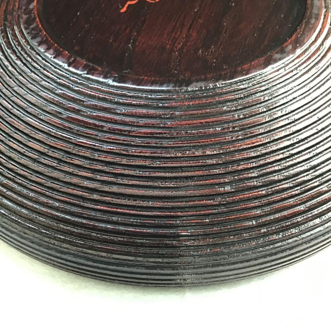 茶道具　樺溜塗糸目菓子器　塗師　堅地屋清兵衛作　堅清印　楽只斎好　共箱　S3KK