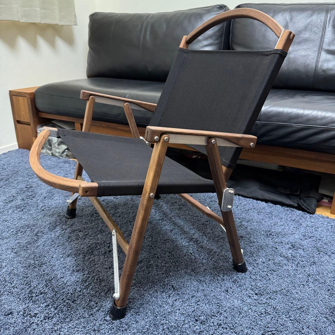【未使用】折り畳み式 ウォルナットチェア ブラック 天然木 カーミットチェア