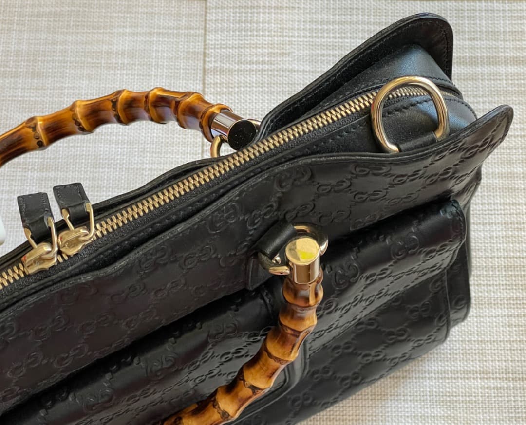 グッチ ブリーフケース ビジネスバッグ バンブー シグネチャー レザー