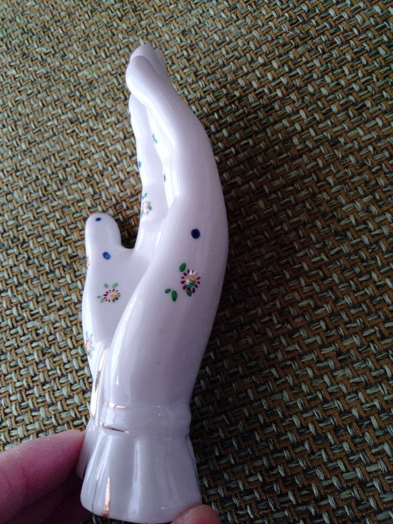 ハンド　手　花柄　オブジェ　置物　ビンテージ　レア　ドット　ジュエリー　レトロ