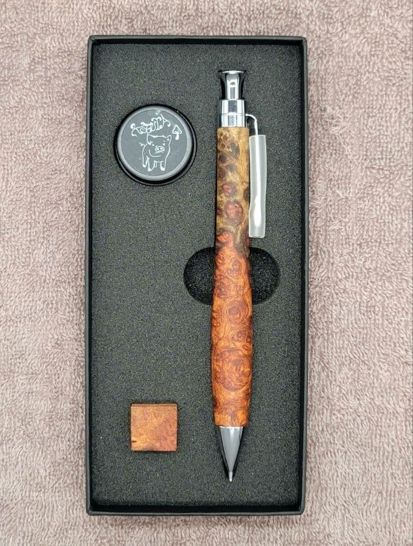 美品 極上花梨瘤紅白　シャープペンシル0.5ミリ