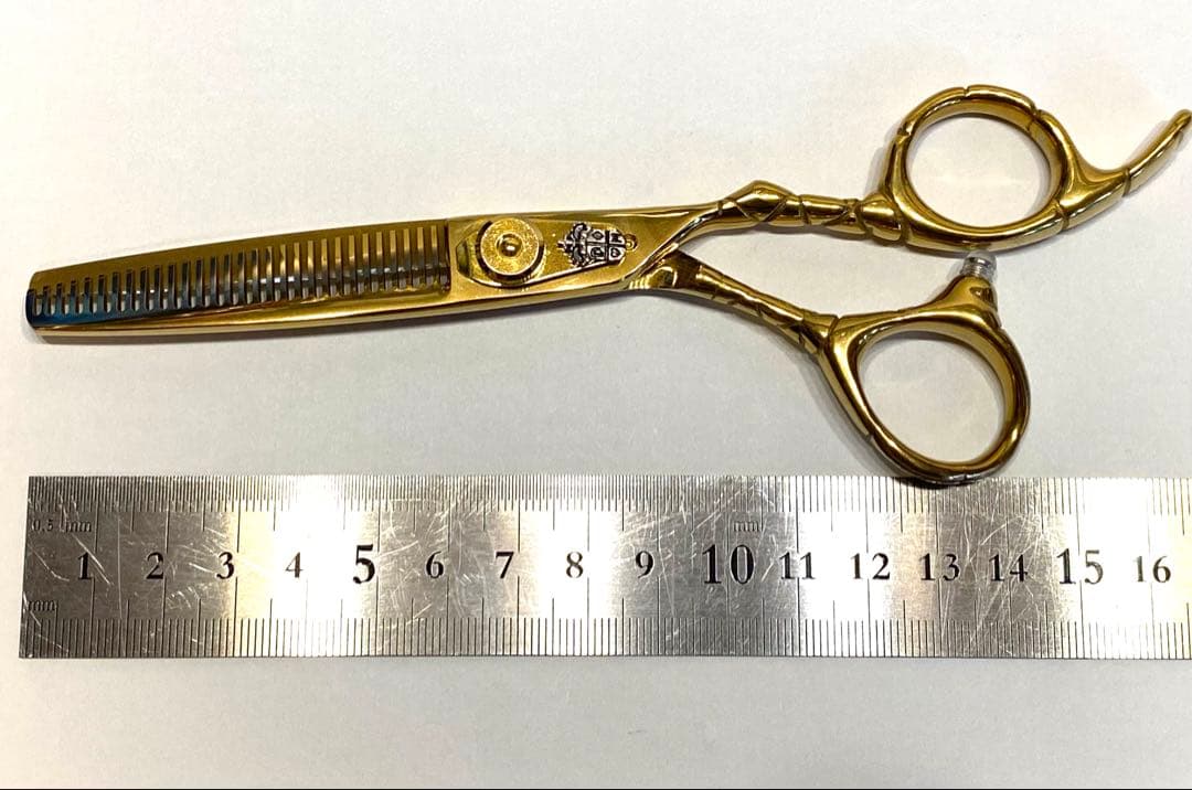 6インチ セニングシザー 板バネ ゴールド 理容 美容 鋏 シザー