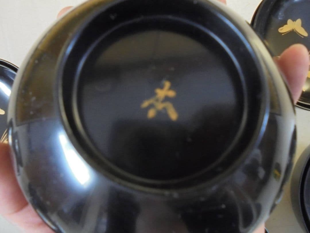 AKa6485　時代　蒔絵椀　１０客　木皿　２０枚　セット