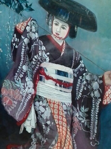 歌舞伎絵// タイトル藤娘 (大作油彩画)