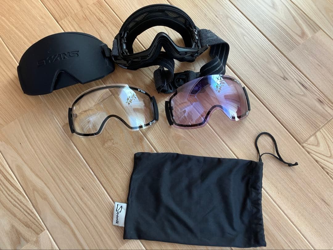 ⚠️中古SWANS ROVOゴーグル lens中央に傷あります クリア換レンズ付