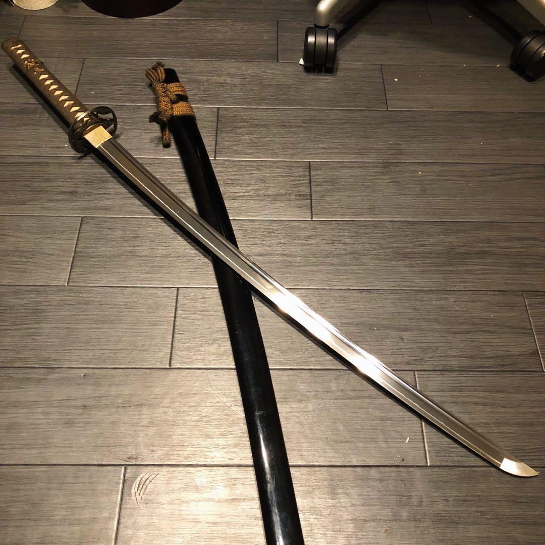 高級模造刀　樋有刀身 渋緑拵え　居合刀　太刀　本格模造刀