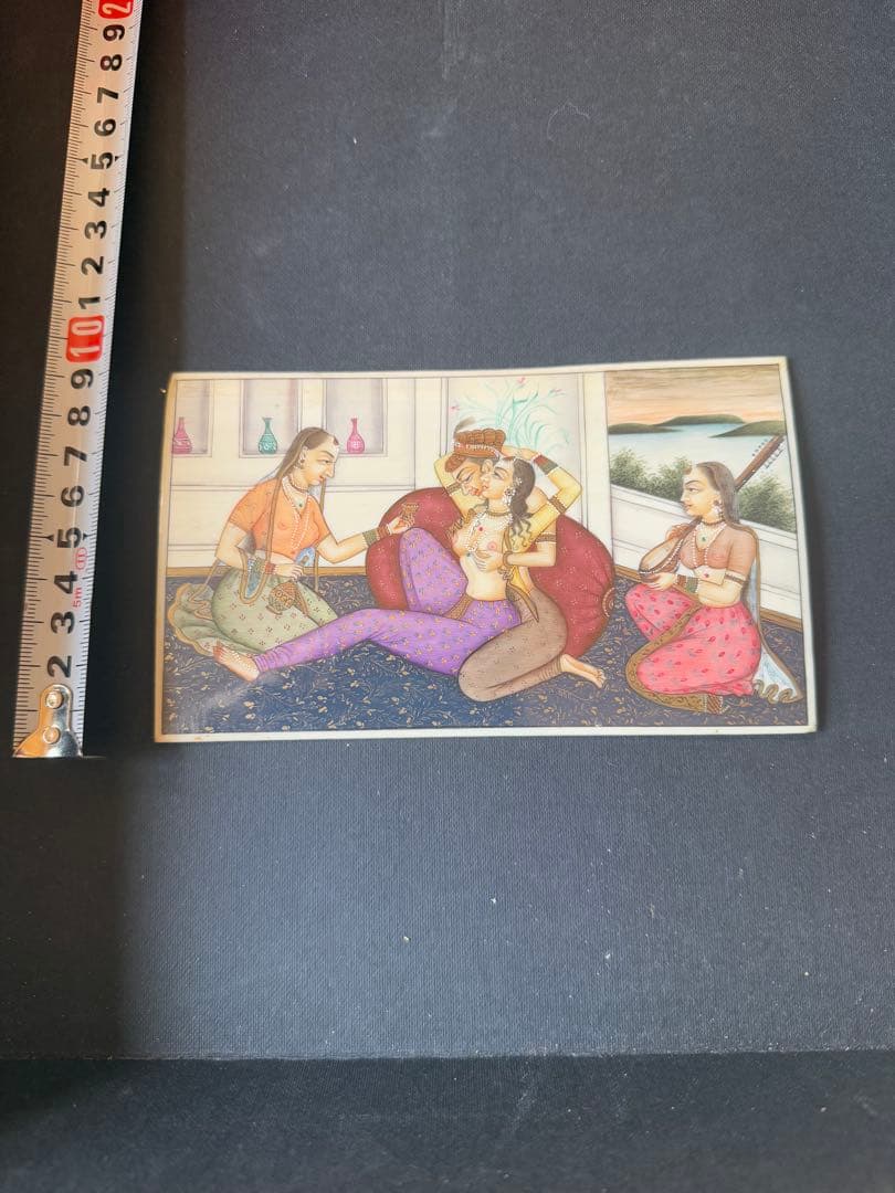 アンティーク◆ムガル帝国の細密画＊印Miniature Old Painting