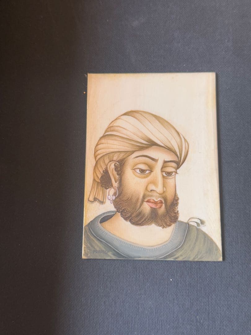 アンティーク◆ムガル帝国の細密画＊印Miniature Old Painting