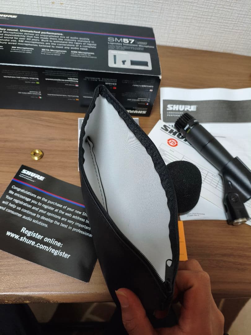 SHURE SM57 ダイナミックマイク (美品) + SHURE ポップガード
