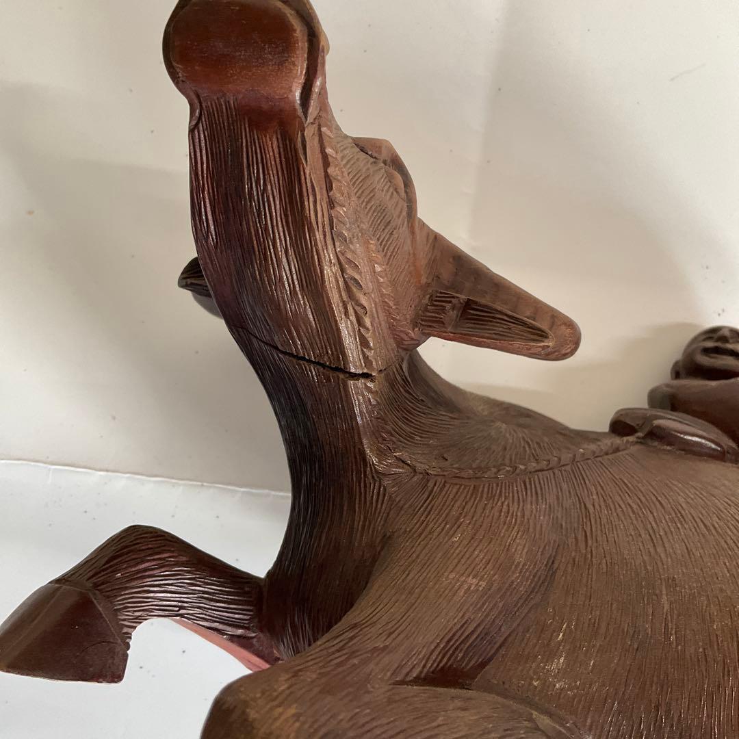 木彫　牛乗り笛吹童子