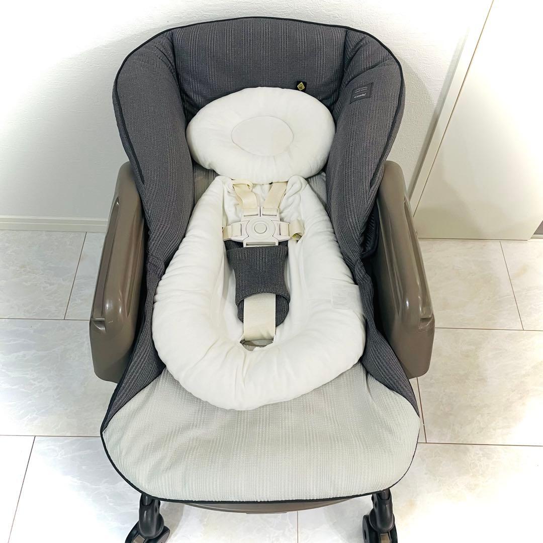 【美品】テーブル艶★コンビネムリラオートスイングBEDiLongカフェブラウン