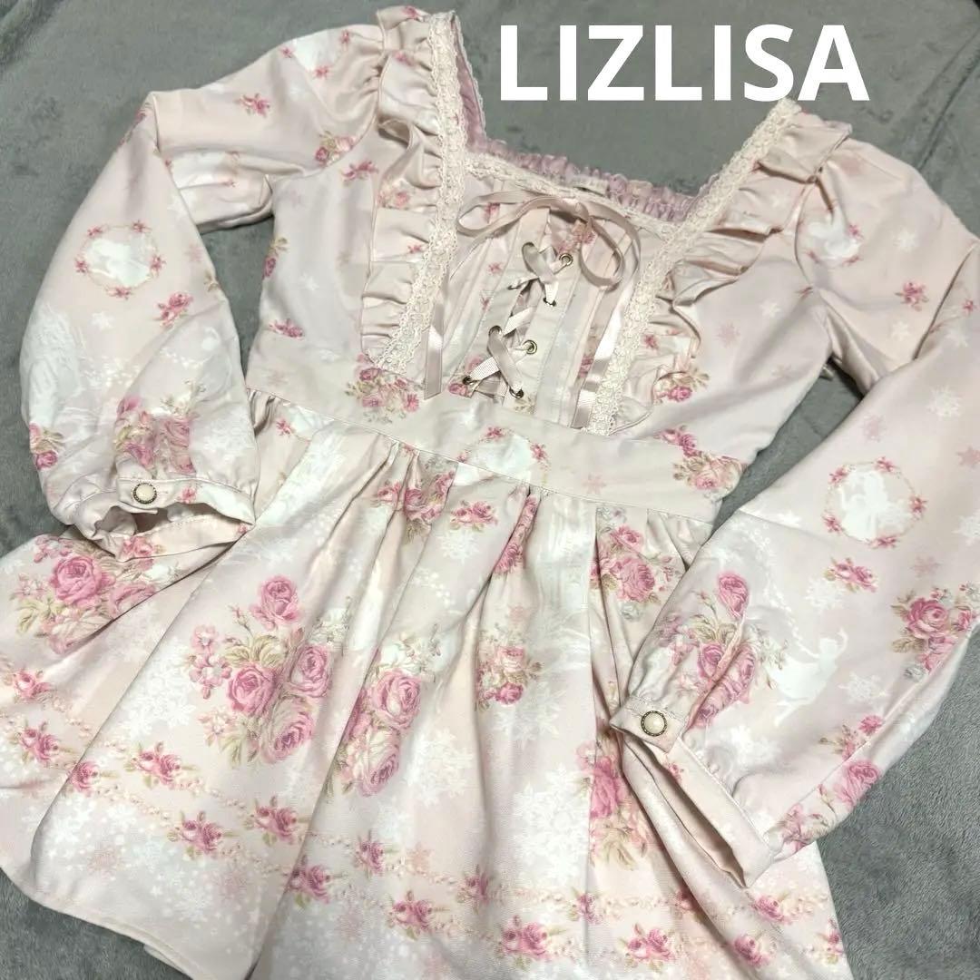 LIZLISA リズリサ 花柄　バラ ジャンスカ　レース 姫系　リボン フレア