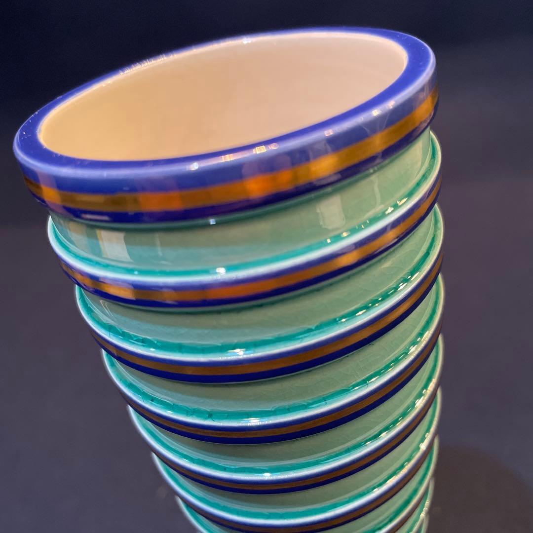 【中村 翠嵐】(造)『砧花入 』『淡青交趾独楽筋』共箱※美品