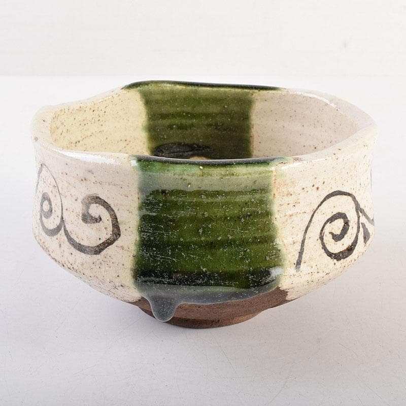 茶道具　加藤唐九郎（一ム斎）作　絵織部　茶碗　時代箱　C　R8826