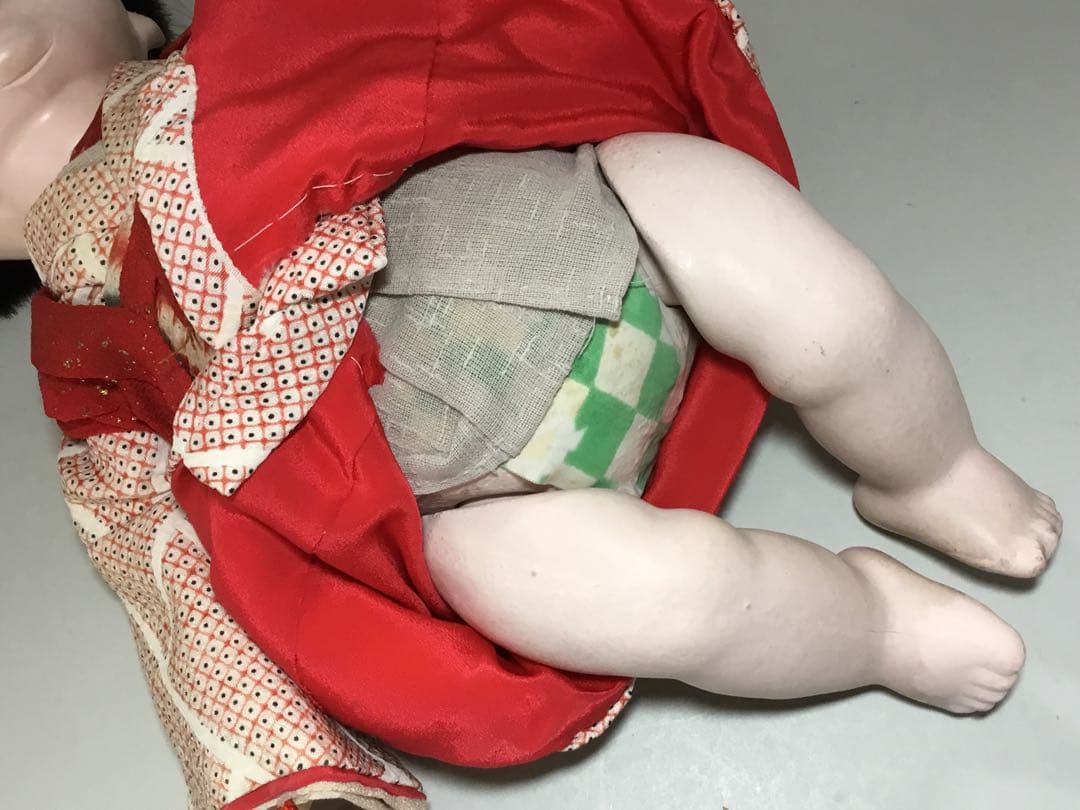 古い人形◆お座り人形　髷結い◆紙箱入り 抱き人形 昭和レトロ 日本人形