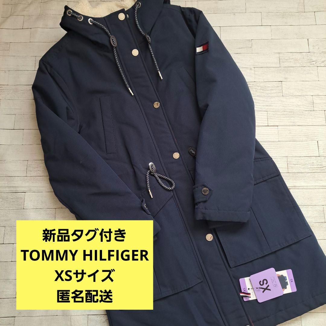 ポコちゃん【新品】ネイビー フード付きモッズコート XSサイズ 