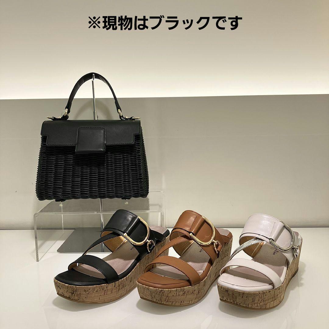 【銀座かねまつ】ウェッジミュールサンダル 黒 24.5cm 未使用品