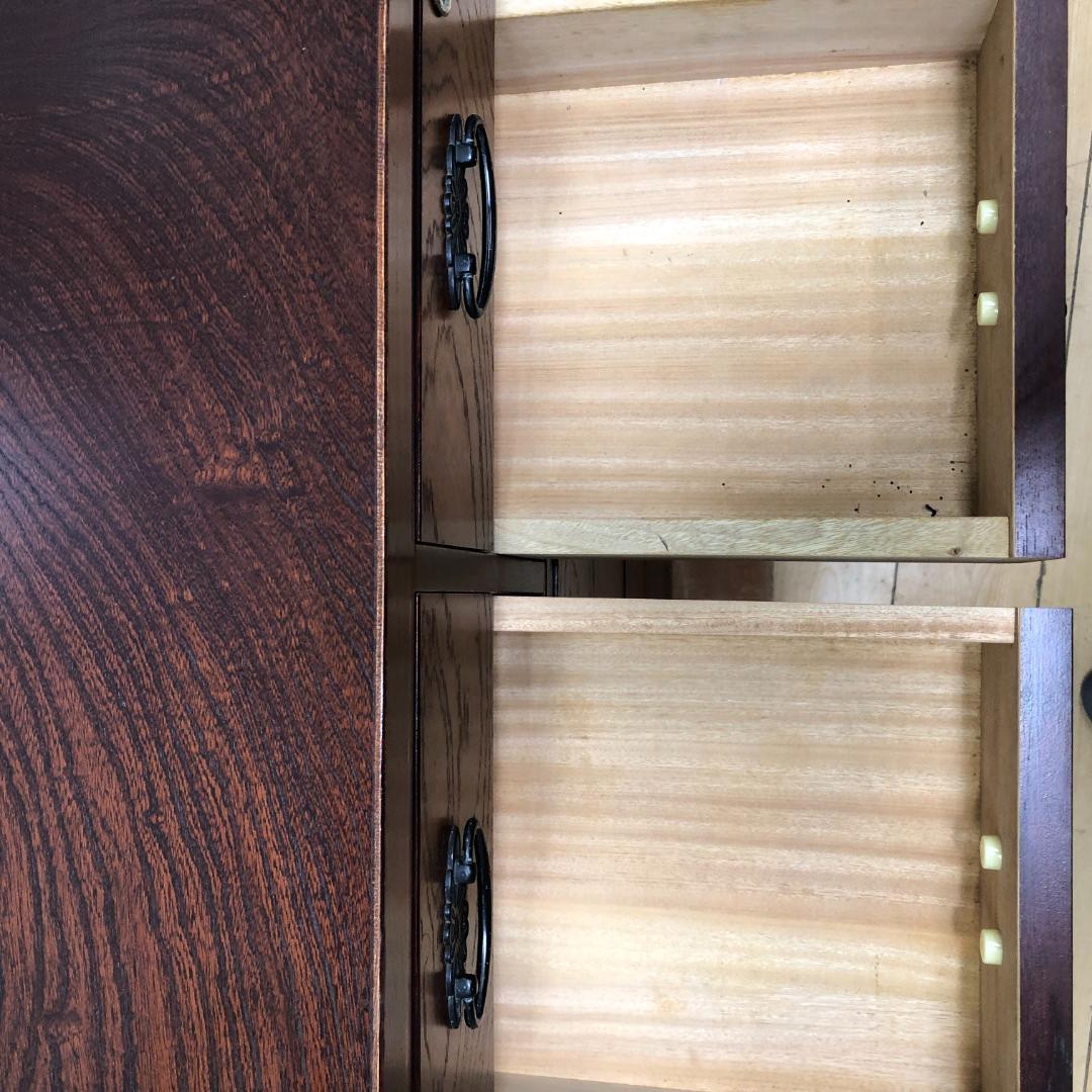 送料無料 和風民芸調 整理タンス 鍵付きチェスト 天然木 木目 250720-