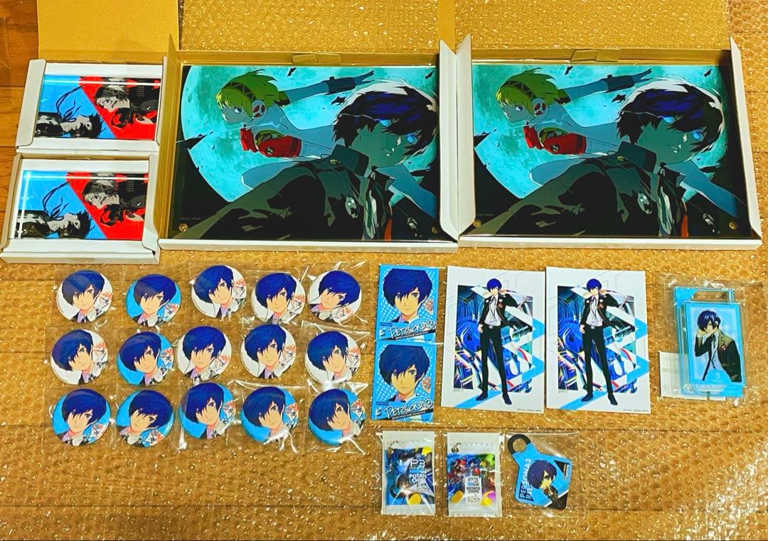 新品　ペルソナ3 主人公　結城理　アイギス　FIFS 缶バッジ　アクリルブロック