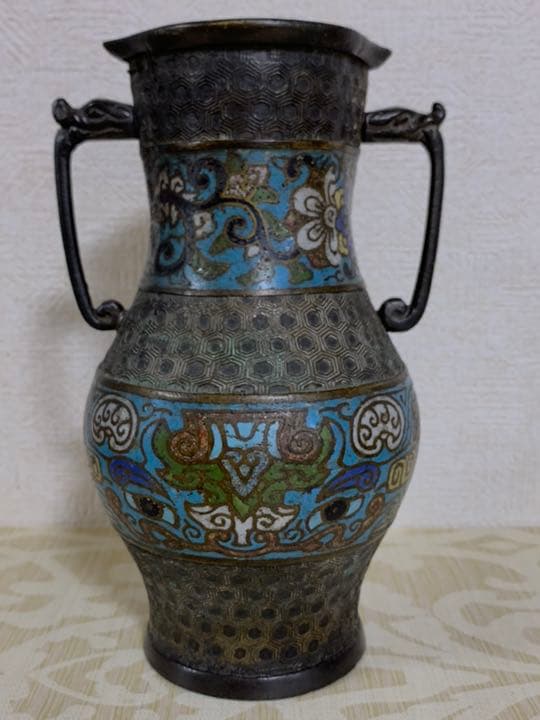 希少品］中国古美術　明時代七宝焼壺　古銅製