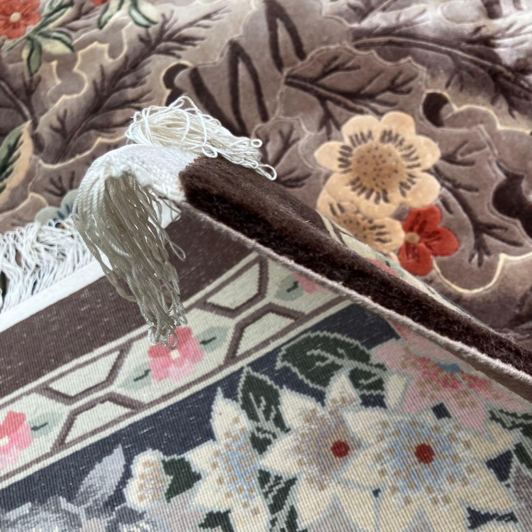 中国段通 花柄 手織り絨毯 肉厚 カーペット 織物 絨毯 ビンテージ ラグ
