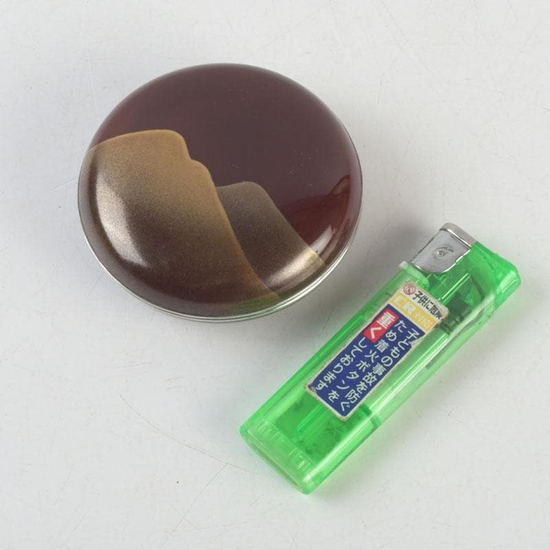 茶道具　山中塗師　新谷清　漆峰作　遠山蒔絵　錫縁　香合　共箱　V　9253