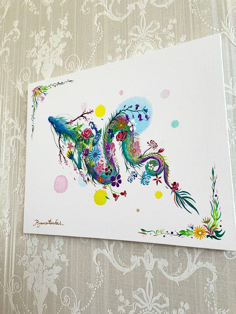 「幻の花龍」 開運絵画 龍神 花龍 抽象画 アクリル画 龍ノツカイ
