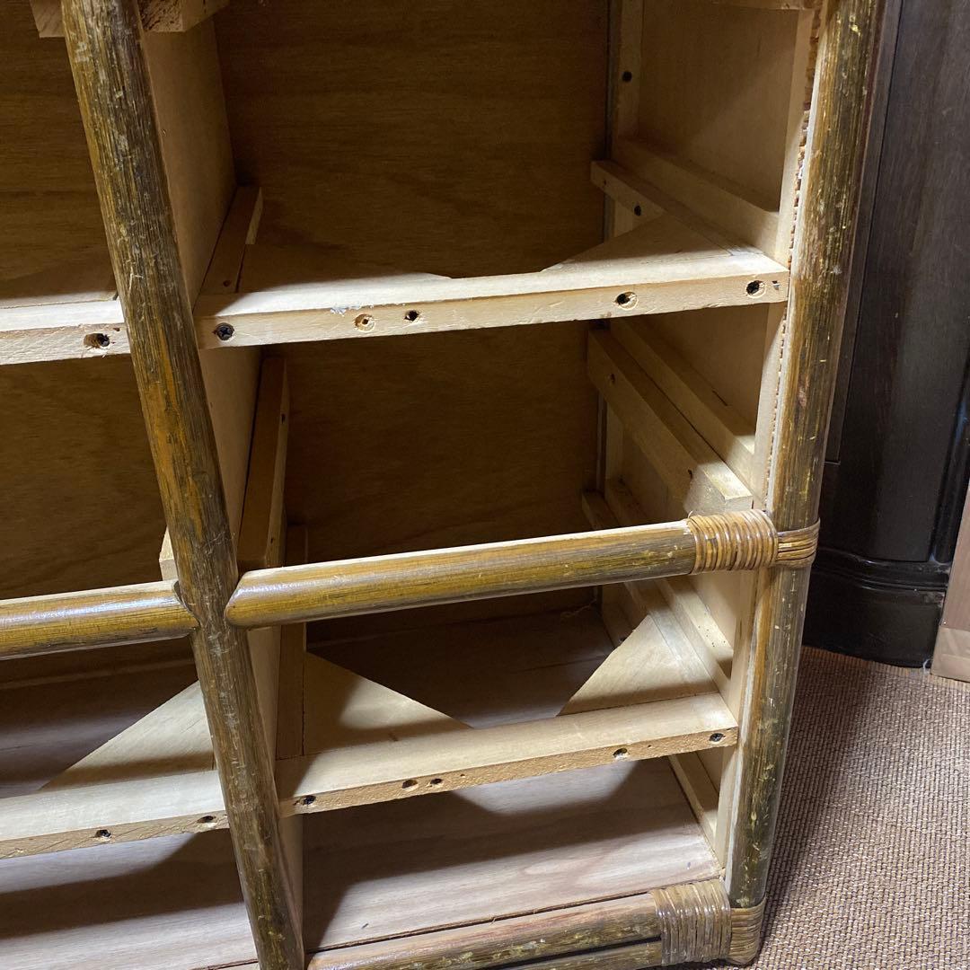 昭和レトロ　アンティーク籐ラタン8杯引き出しタンス ダークブラウン