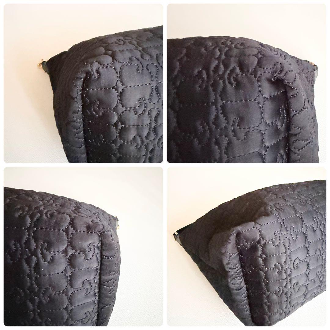 ◯ 【ガニー】キルティングショルダーバッグ 黒 軽量 ワンハンド サテン