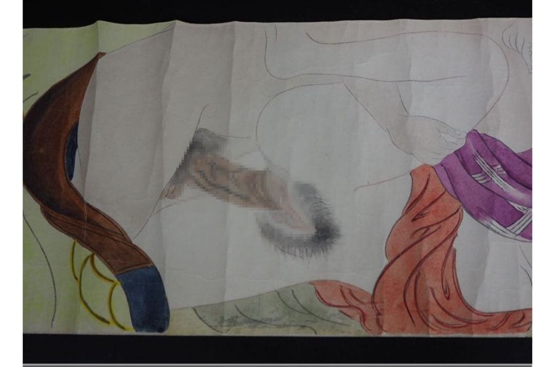 送料無料 時代物　紙本肉筆巻物　『階行竹形行の巻』　約18.5×400ｃｍ木箱付