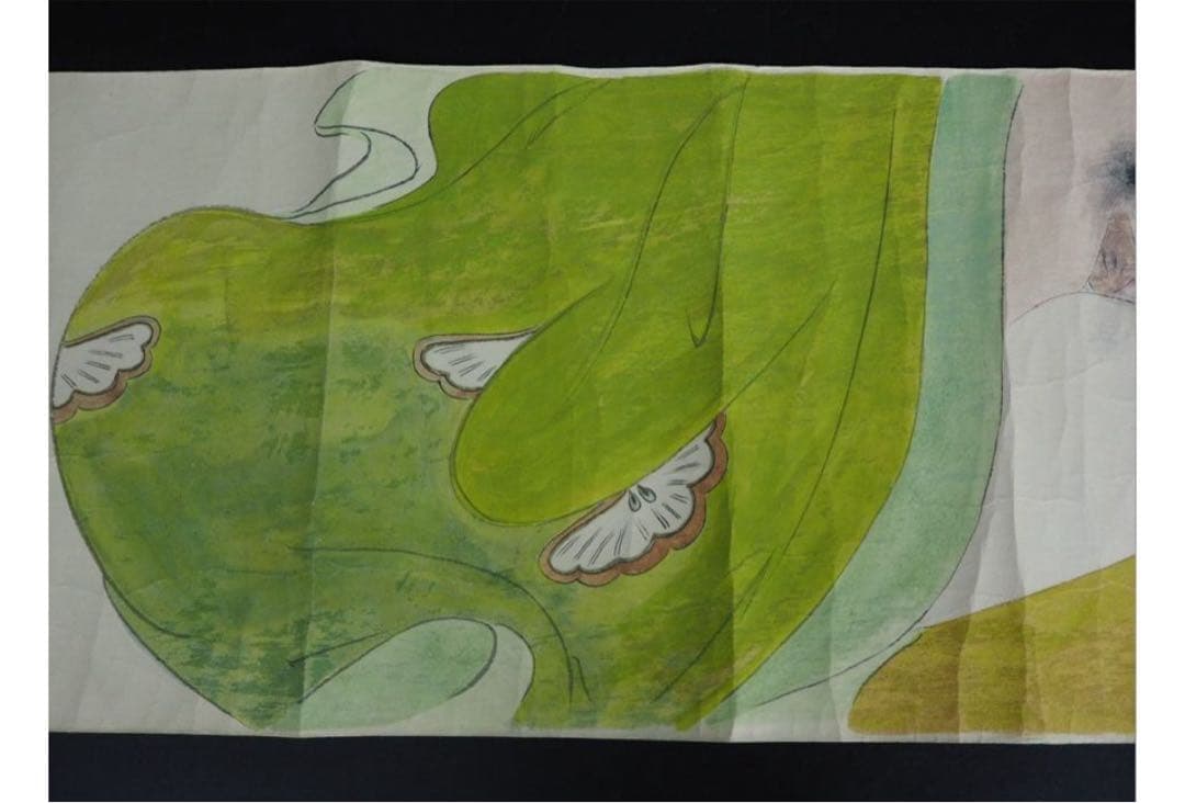 送料無料 時代物　紙本肉筆巻物　『階行竹形行の巻』　約18.5×400ｃｍ木箱付