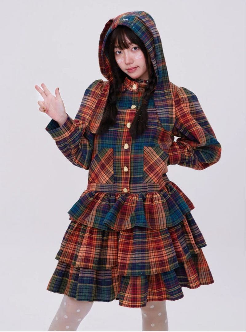 sos meme club ワンピース チェック 長袖 うさ耳