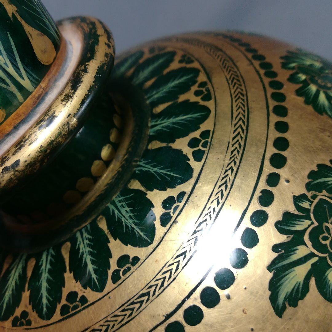 アンティーク　ムガールグラス　インド　エナメル装飾　壺　壷　花瓶