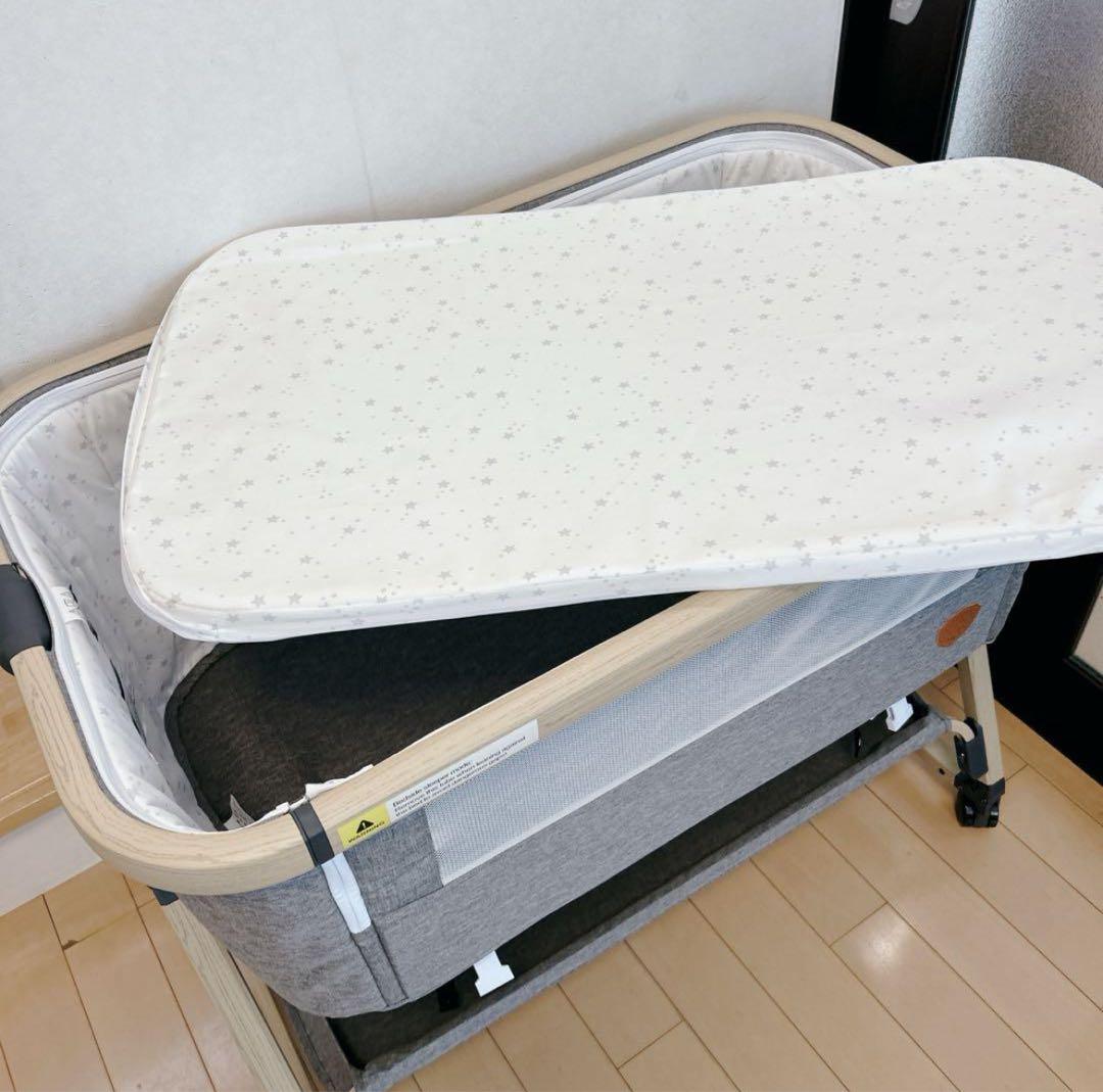 【美品】HZDMJベビーベッド 折りたたみ式 付属品完備 説明書 収納袋付き