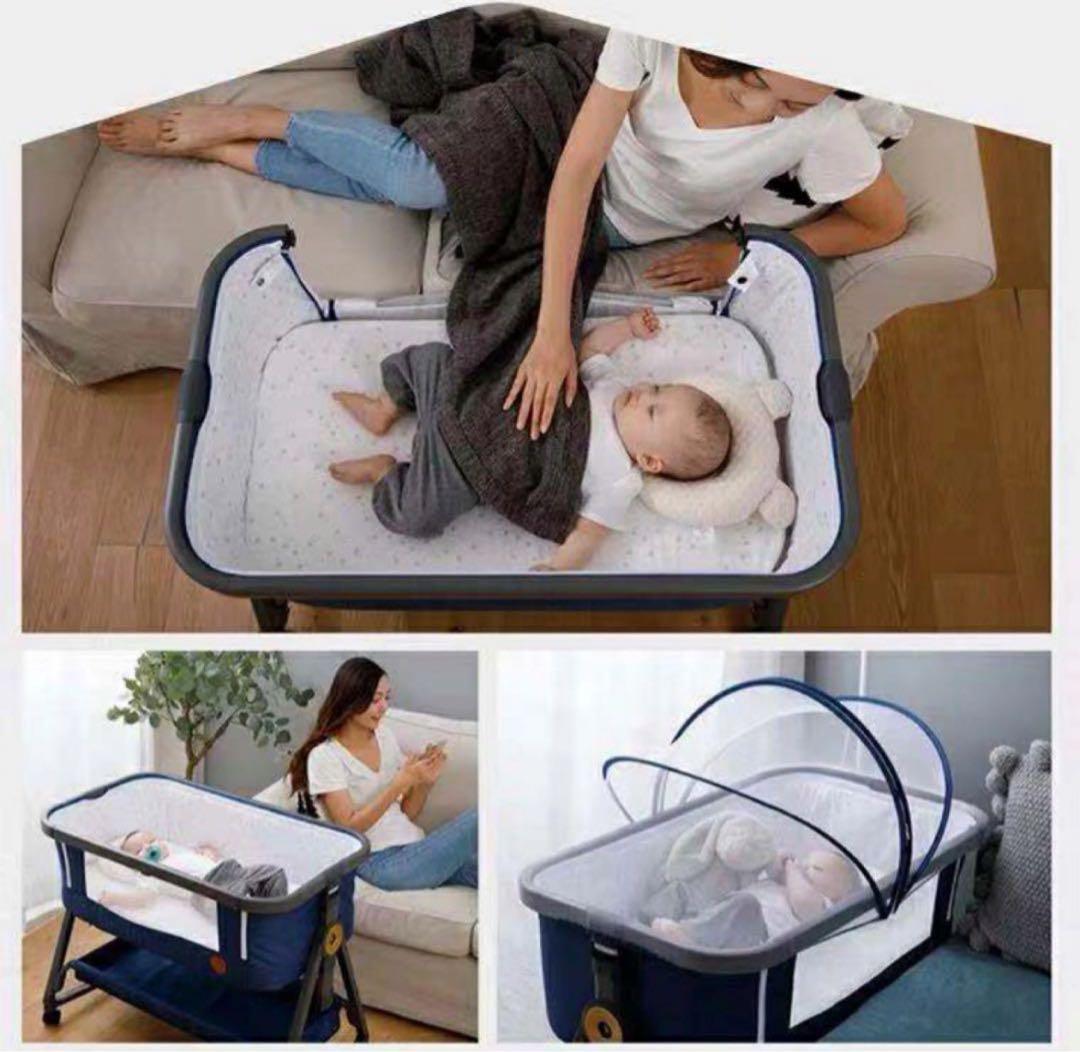 【美品】HZDMJベビーベッド 折りたたみ式 付属品完備 説明書 収納袋付き