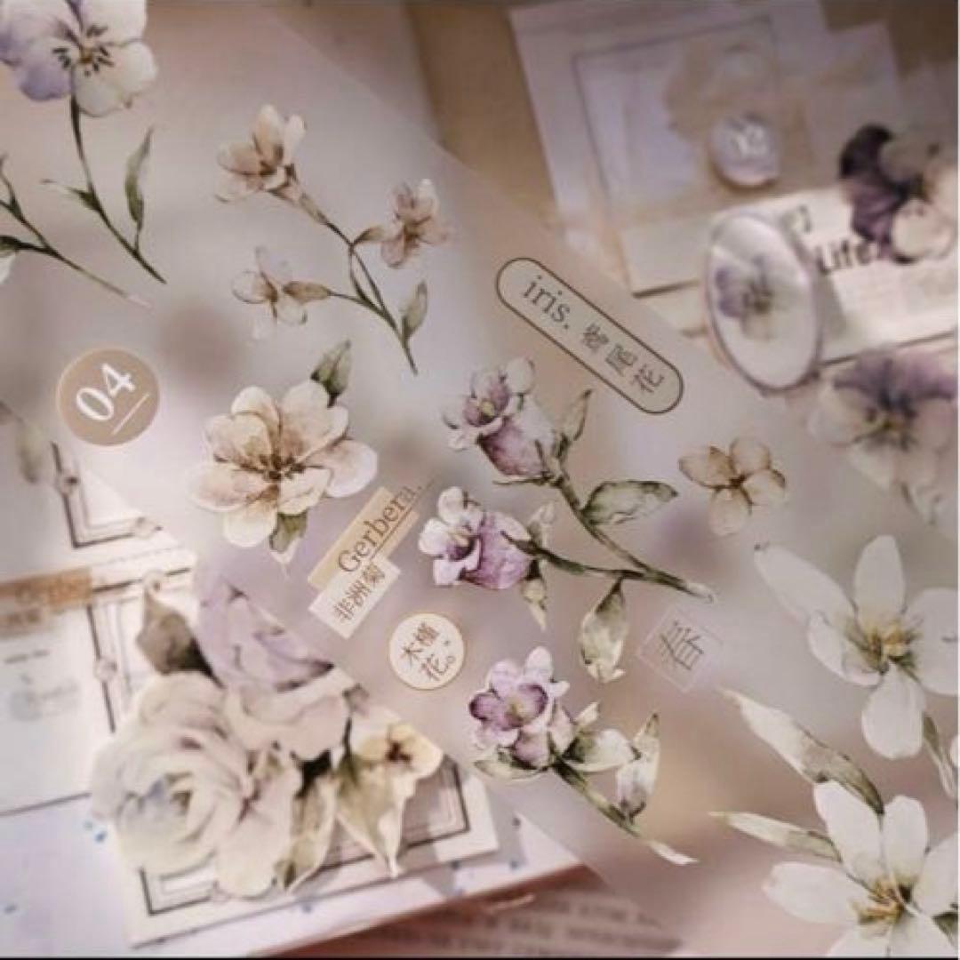 雾面 PET 6cm×6m 风语花眠 海外マスキングテープ　海外マステ　花