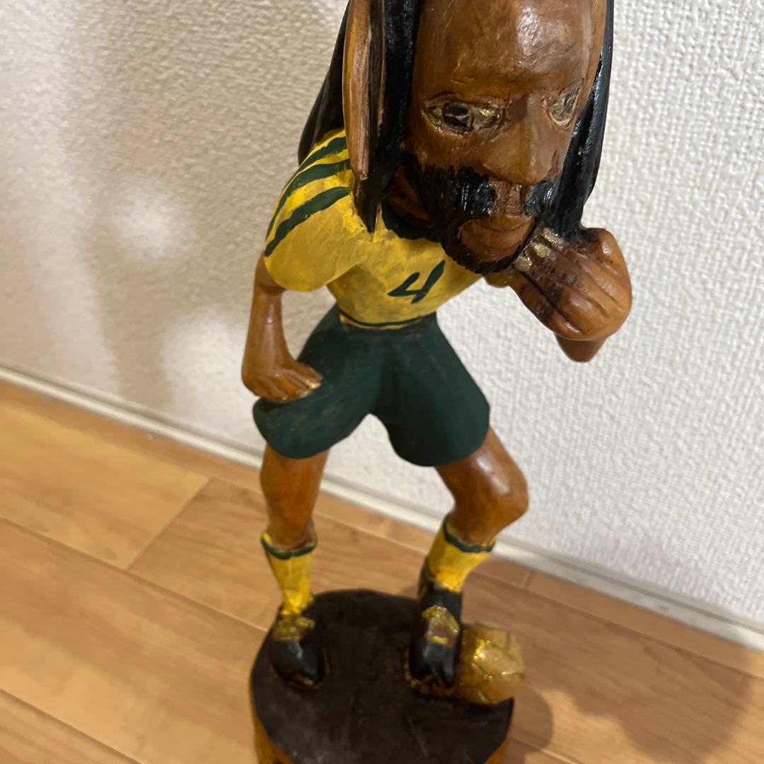 ジャマイカ　レゲエ　サッカー 木彫り　ボブマーリー ラスタ　90s