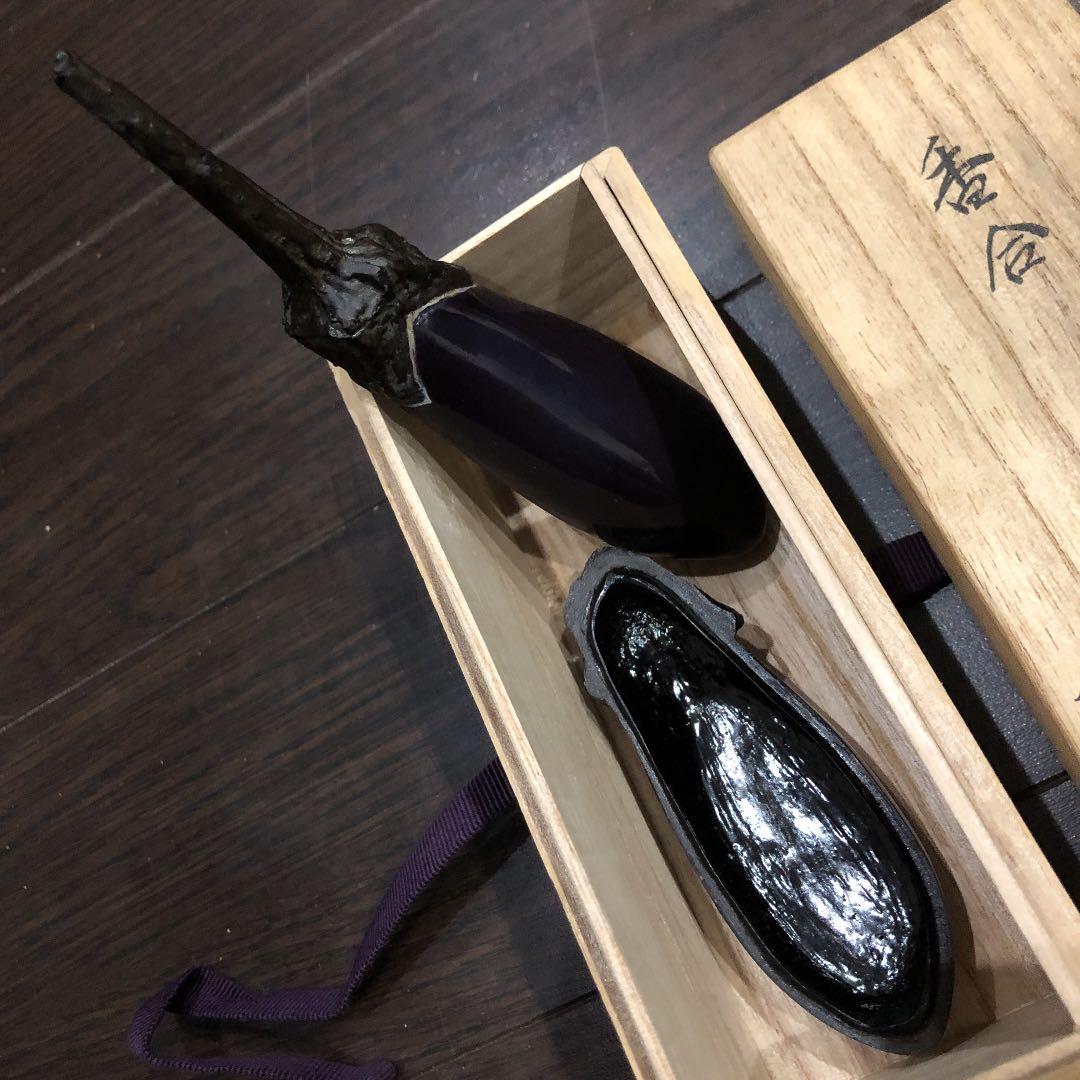 大幅値下げ！★貴重★香合　茄子　隆弘峯
