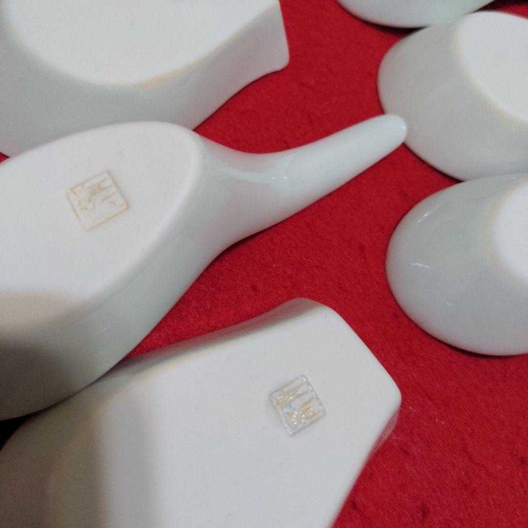 有田焼　しん窯　青花　手描き　レンゲセット　５客　他４点