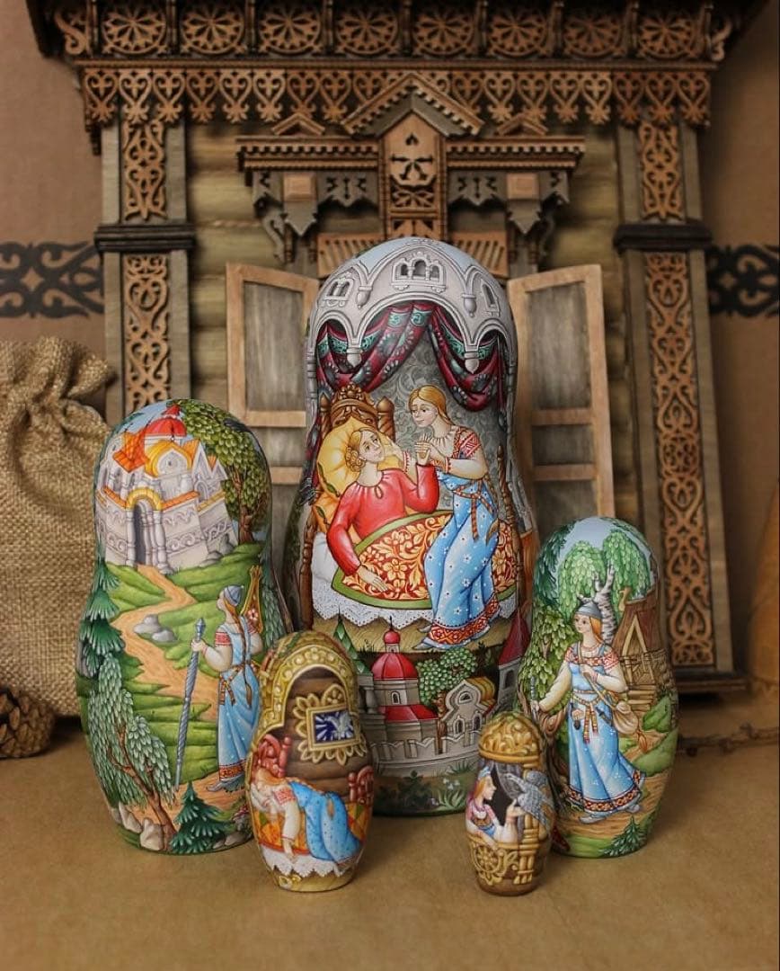 ロシア雑貨☆ロシア民話マトリョーシカ『鷹フィニストの羽根』(5P)オルガ作