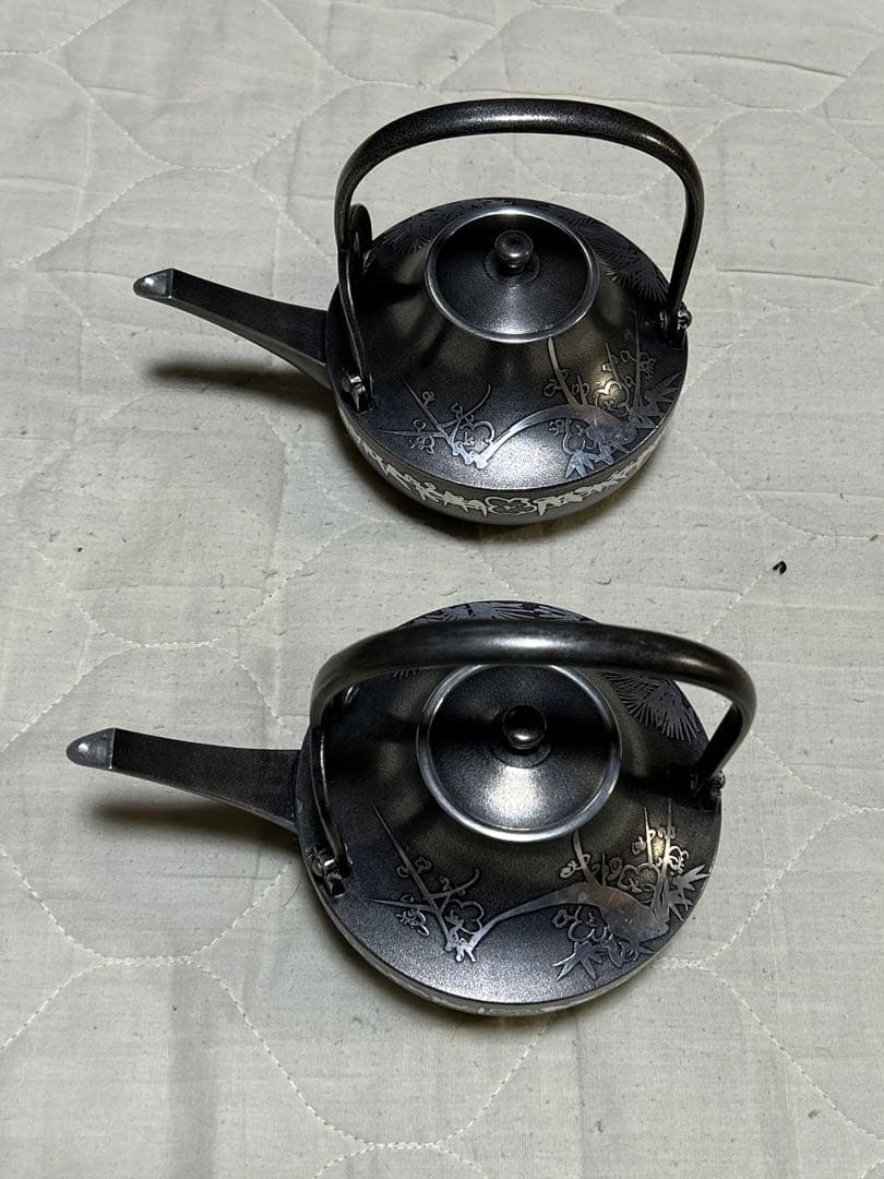 骨董品　急須　銀色　永信堂造