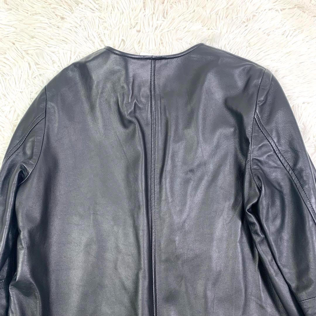 新品タグ付 ナノユニバース シングルレザージャケット ラムレザー 黒 M