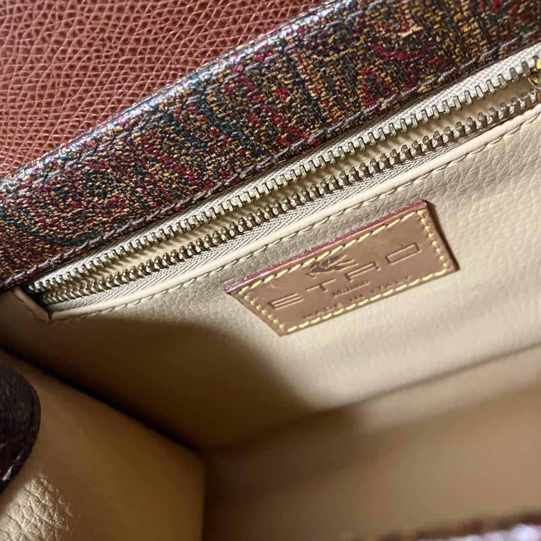 極美品◎エトロ ETRO ペイズリー柄 PVC×レザー 2WAY ハンドバッグ