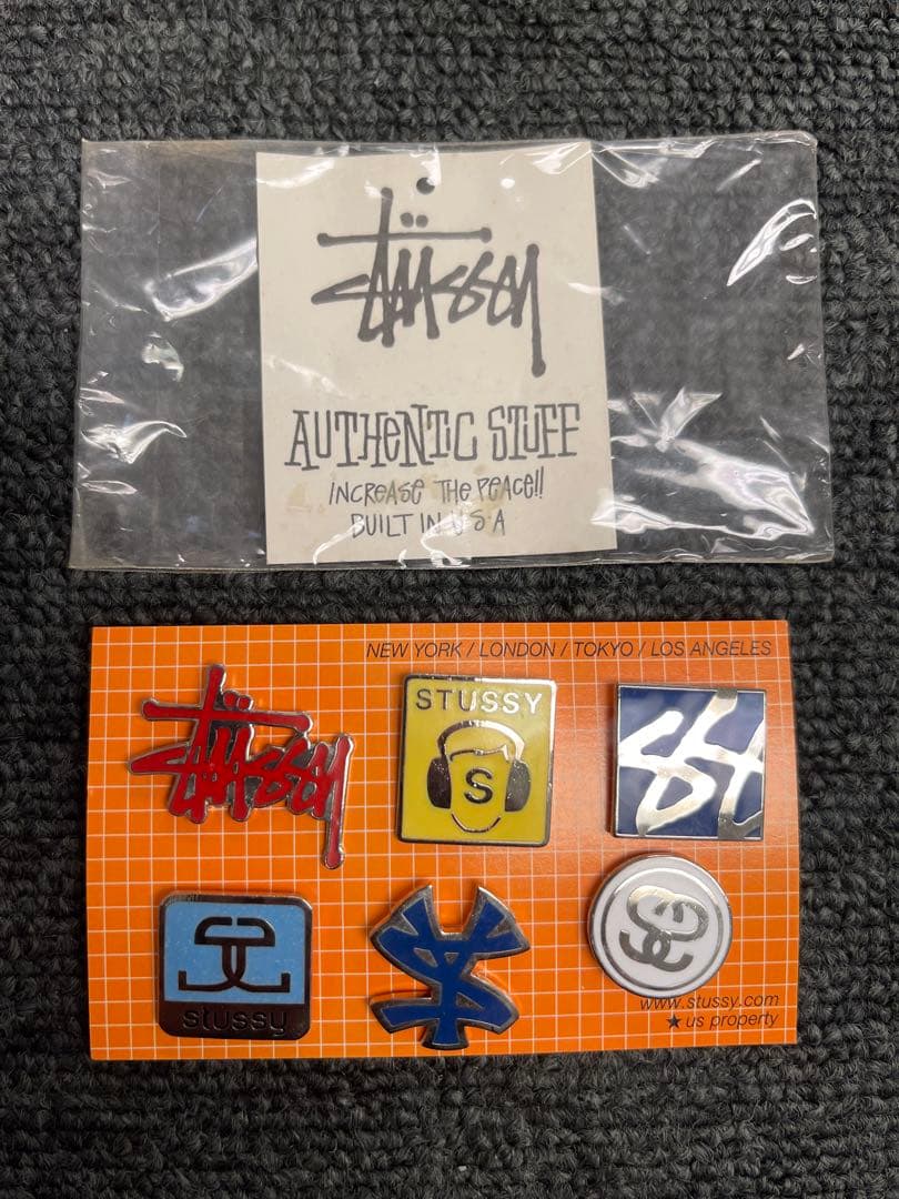 STUSSY NYC ビンテージピンバッジ6個　新品未開封、タグ付き、送料込み！