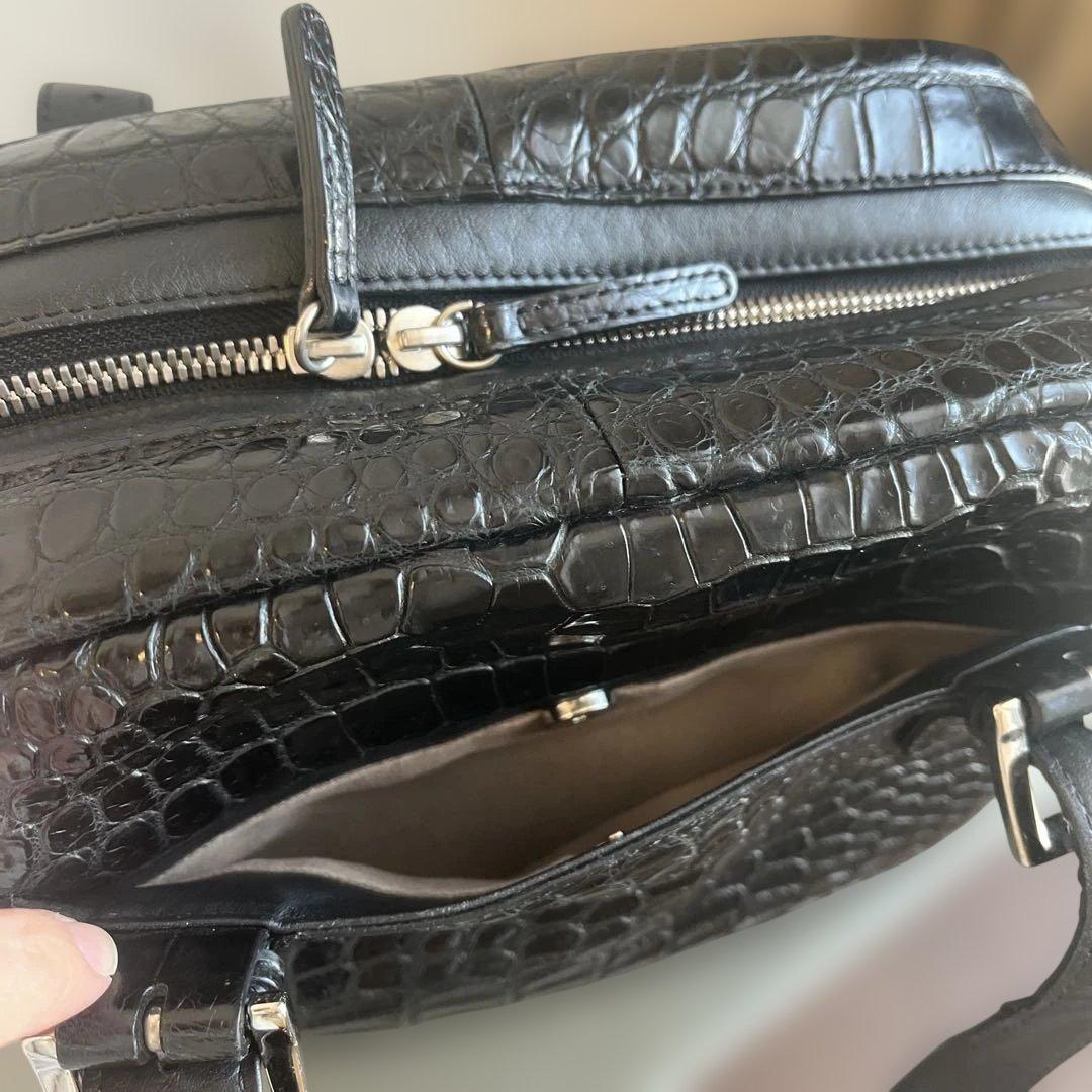 BEAUGRAND ボーグラン　クロコ　ハンドバッグ ブラック